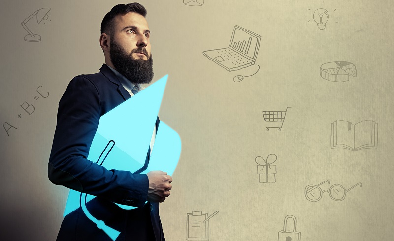 Bearded man with graduation hat icon